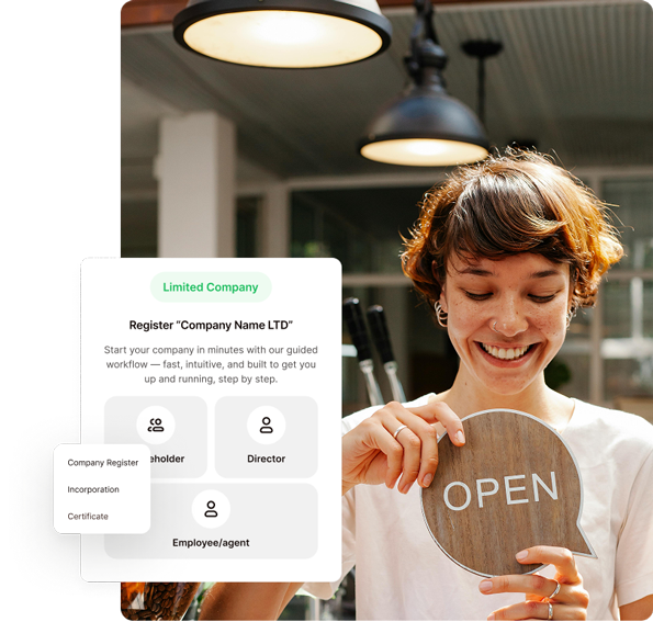 Person happy about opening their business